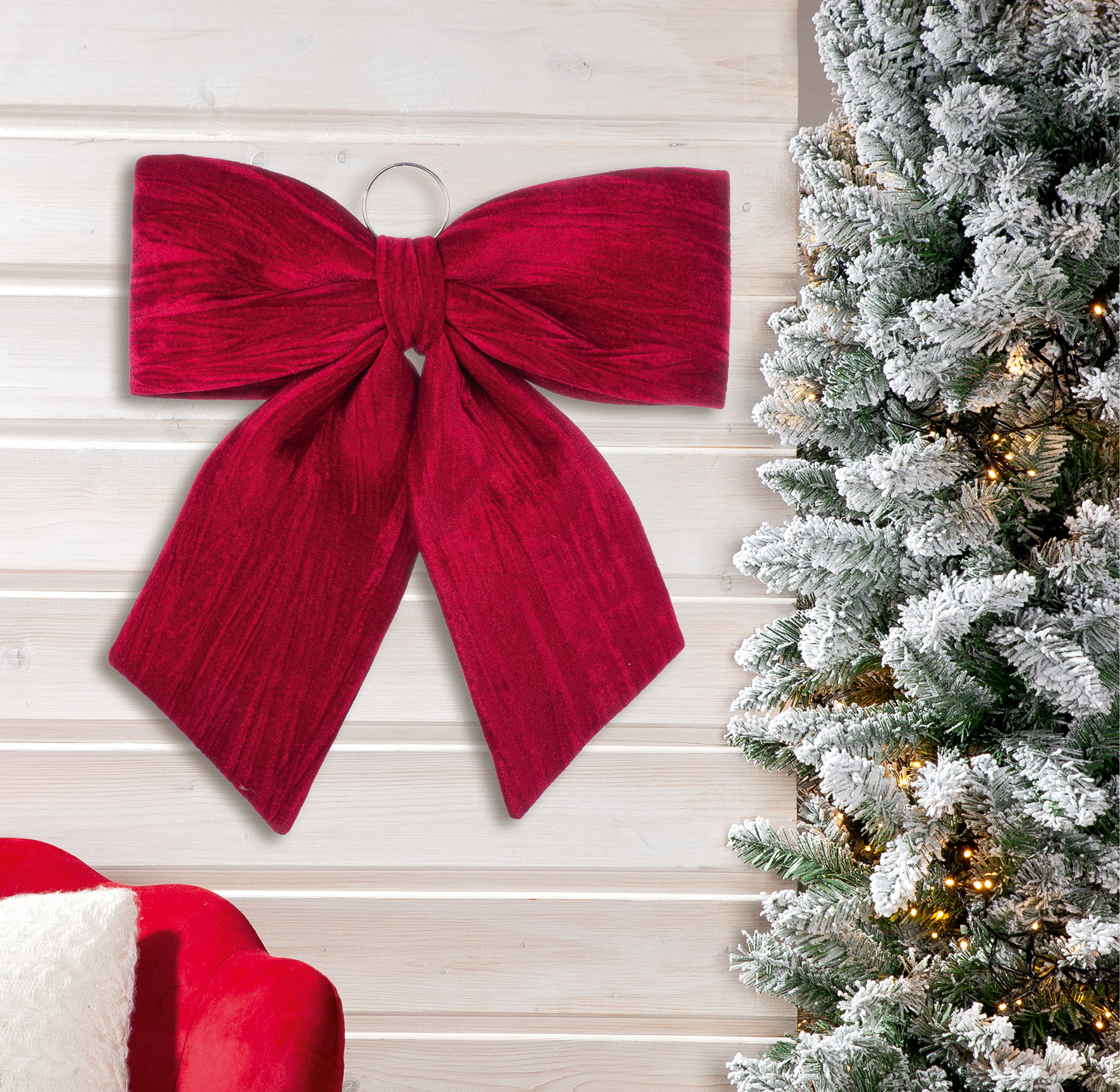 Weihnachtsdeko, großer Schleifenband, Rot, Velvet, Baumdekoration