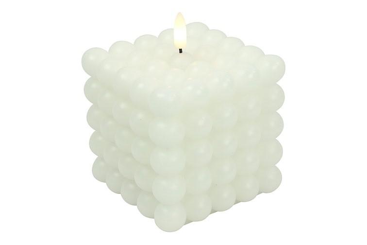 LED Bubble Kerze Lyon L weiß 12cm Kerze, Leuchter, Lampe