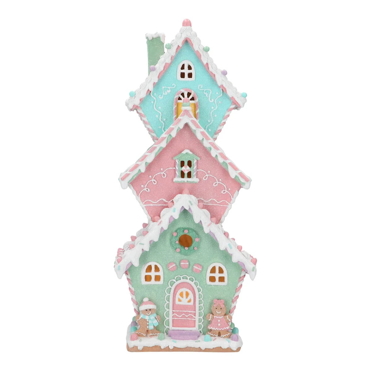 Gingerbread Lebkuchenhaus Turm 47cm LED pastell Essen, Süßigkeiten, Plätzchen, Spielzeug