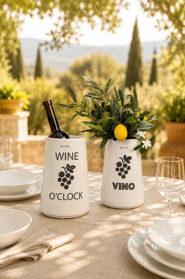 Weinkühler Torello "Vino o Clock" cremeweiß Weinflase, Weinglas, Karaffe, Küchenzubehör, Stilvolles Geschirr