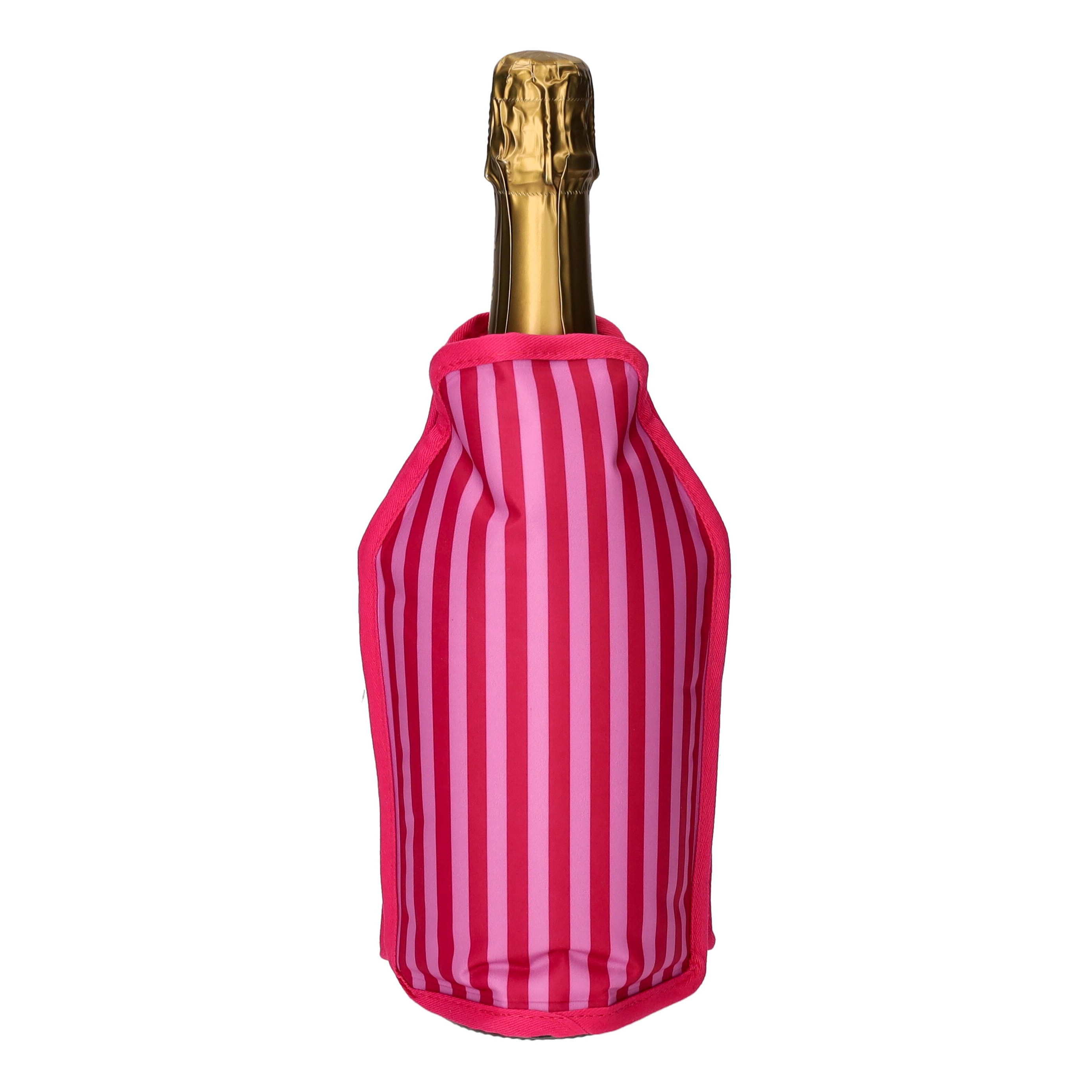 Froid Kühlmanschette Amore Mio neon pink/fuchsia 16x2x23,5cm Flasche, Rot, Streifen, Weinflasche, Kühlhülle