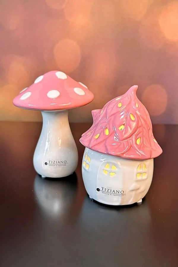 Deko Pilz Ponti Pink 14cm pilz deko, rosa pilz, keramik figur, haus form, Tiziano design