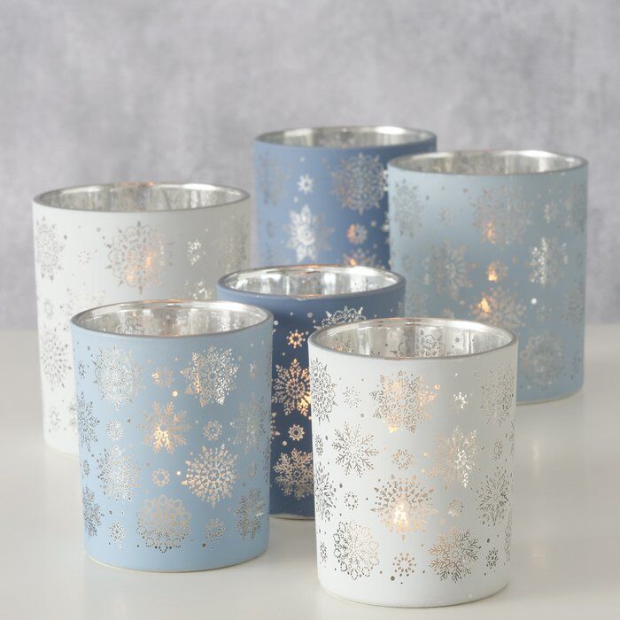 Windlicht Flake 8cm blau