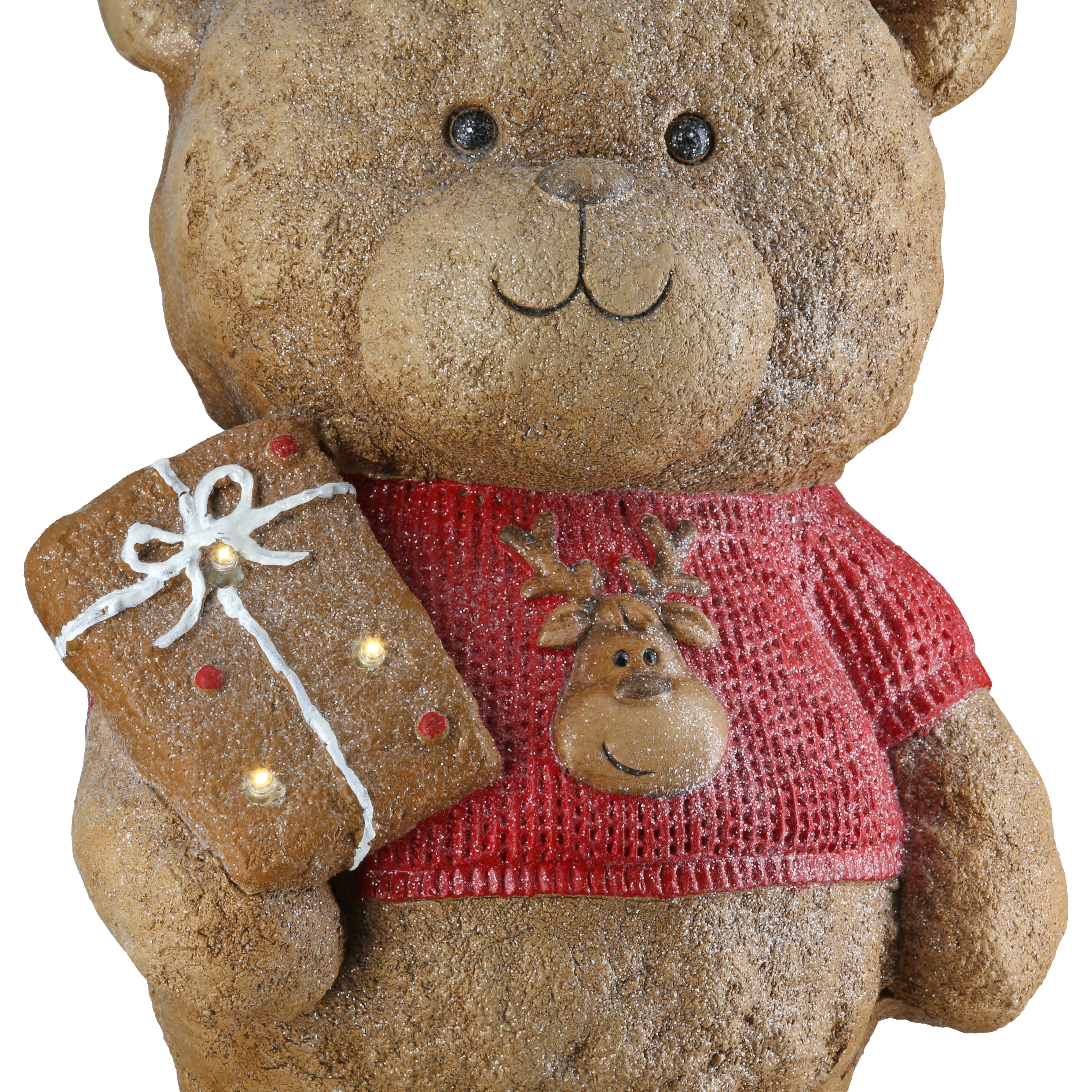 Teddy-Bär, rote-Sweatshirt, Geschenkschachtel, Rentier-Patch, Glitzernd