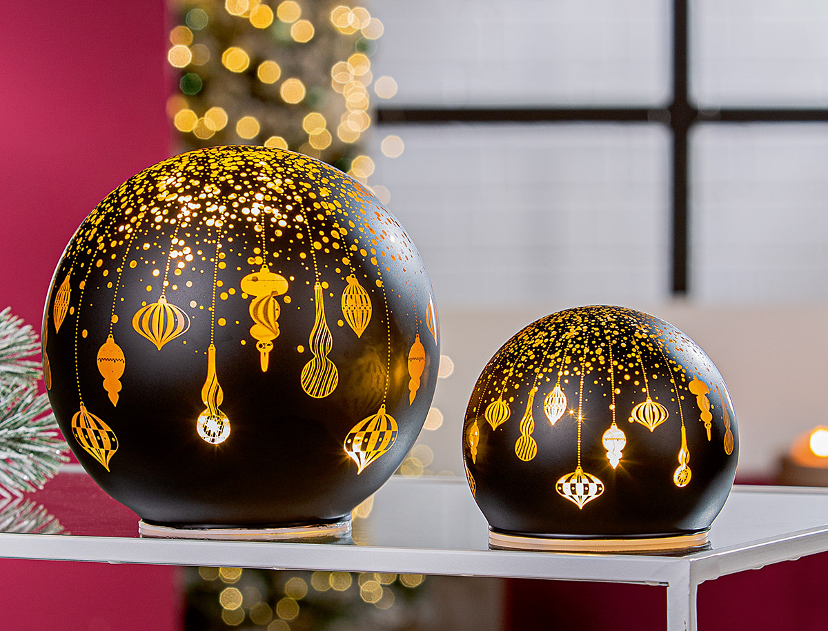 Schmuckball, Glasdekoration, Weihnachtskugel, Ornament, Lichterpunkte