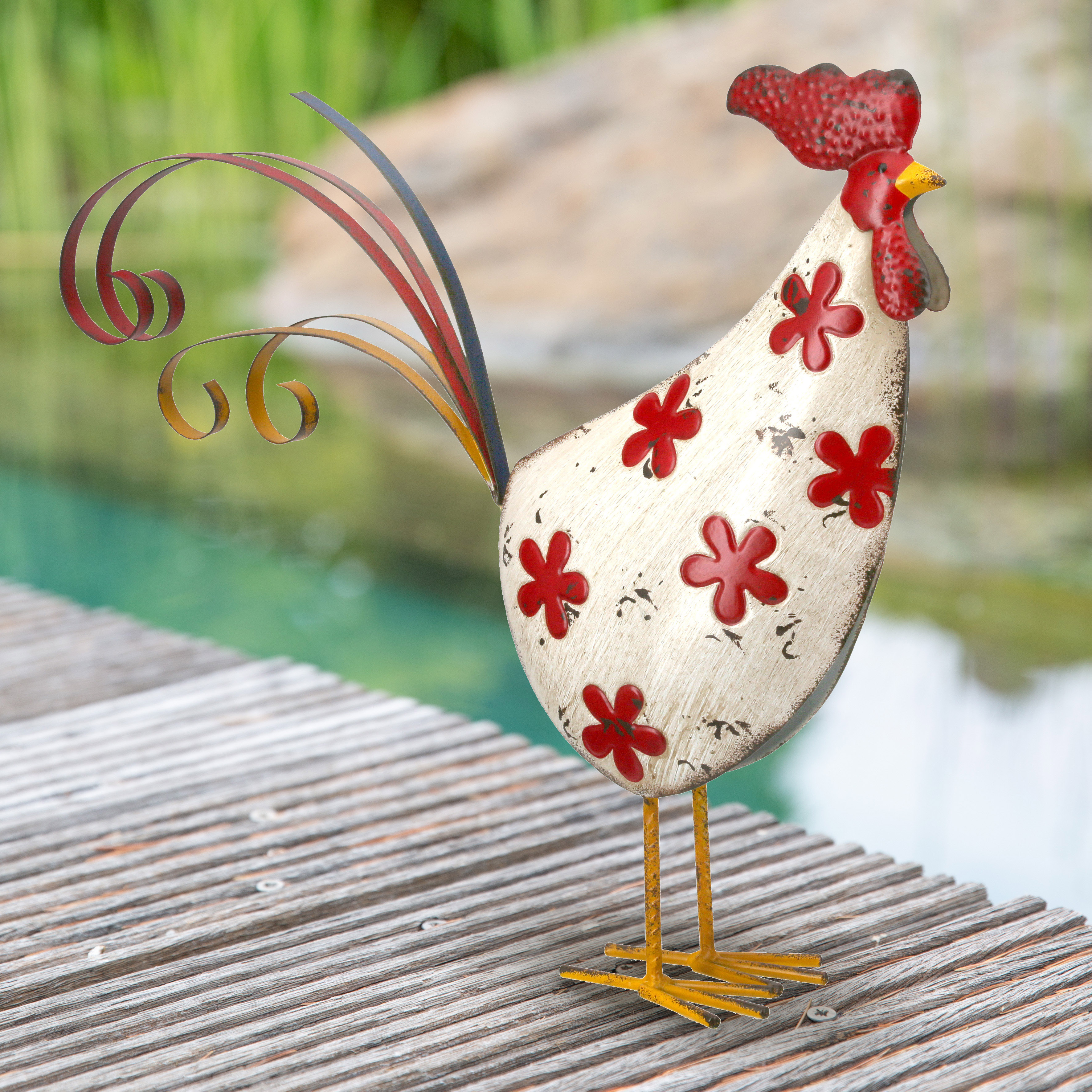 Dekofigur Hahn Ferdinand creme 37cm Metall