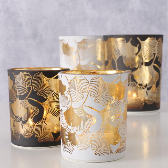 Windlicht Gingko 8cm weiß