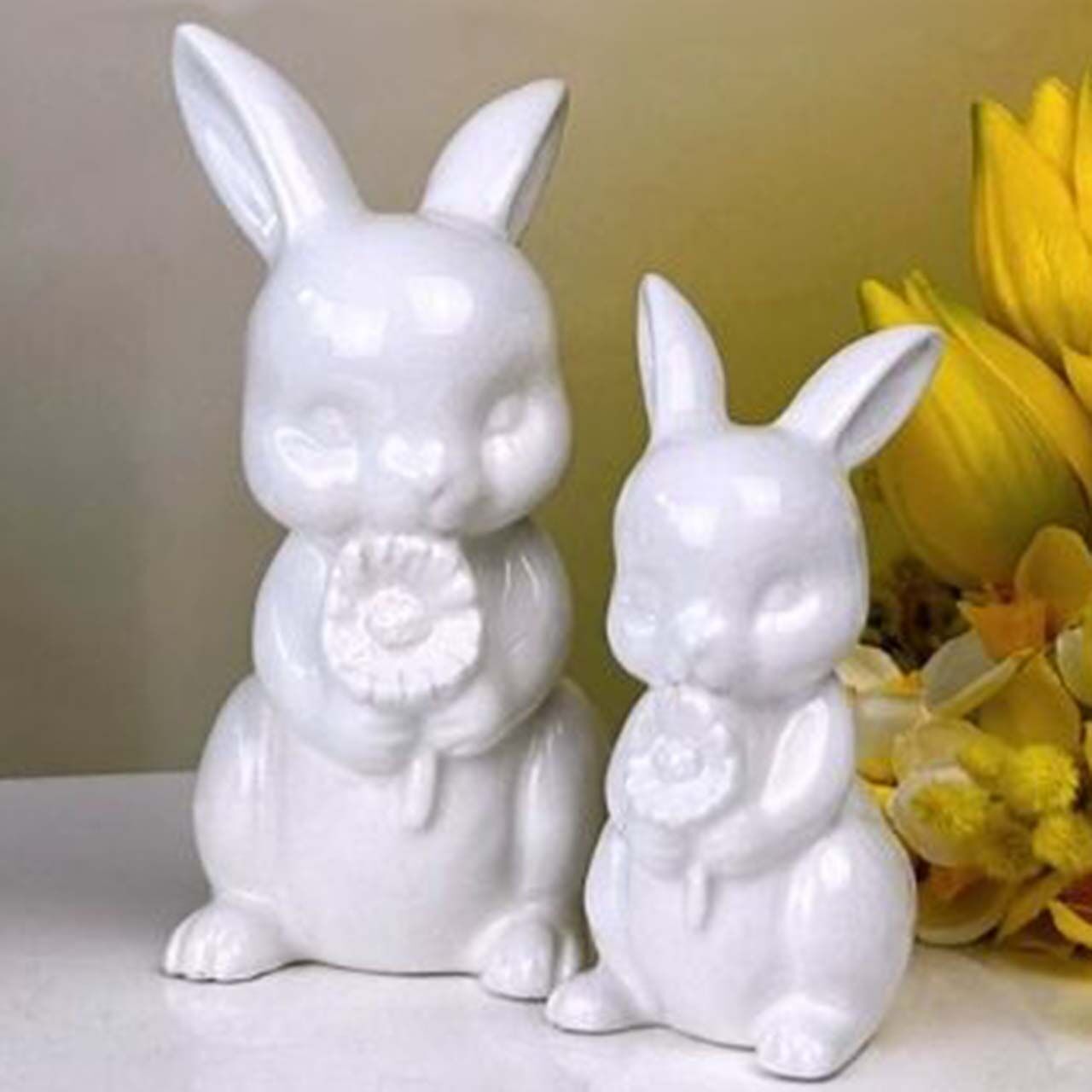 Hase Finja stehend 9cm cremeweiß Kunst, Porzellan, Töpferei