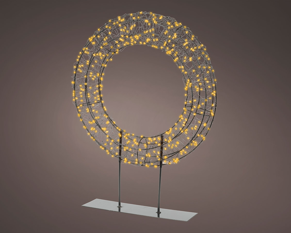 Dekoobjekt Rund 500 LED 51cm Lichterkreis, LED-Deko, Ring-Leuchte, Gelbes Licht, Steckfigur Deko
