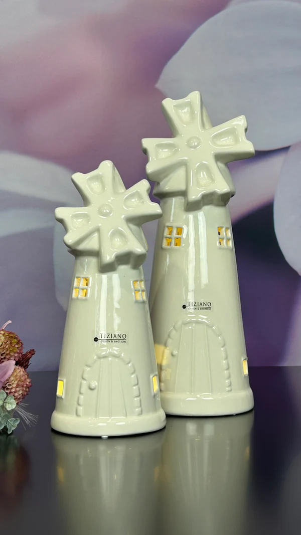 Windmühle Resina 18cm LED cremeweiß