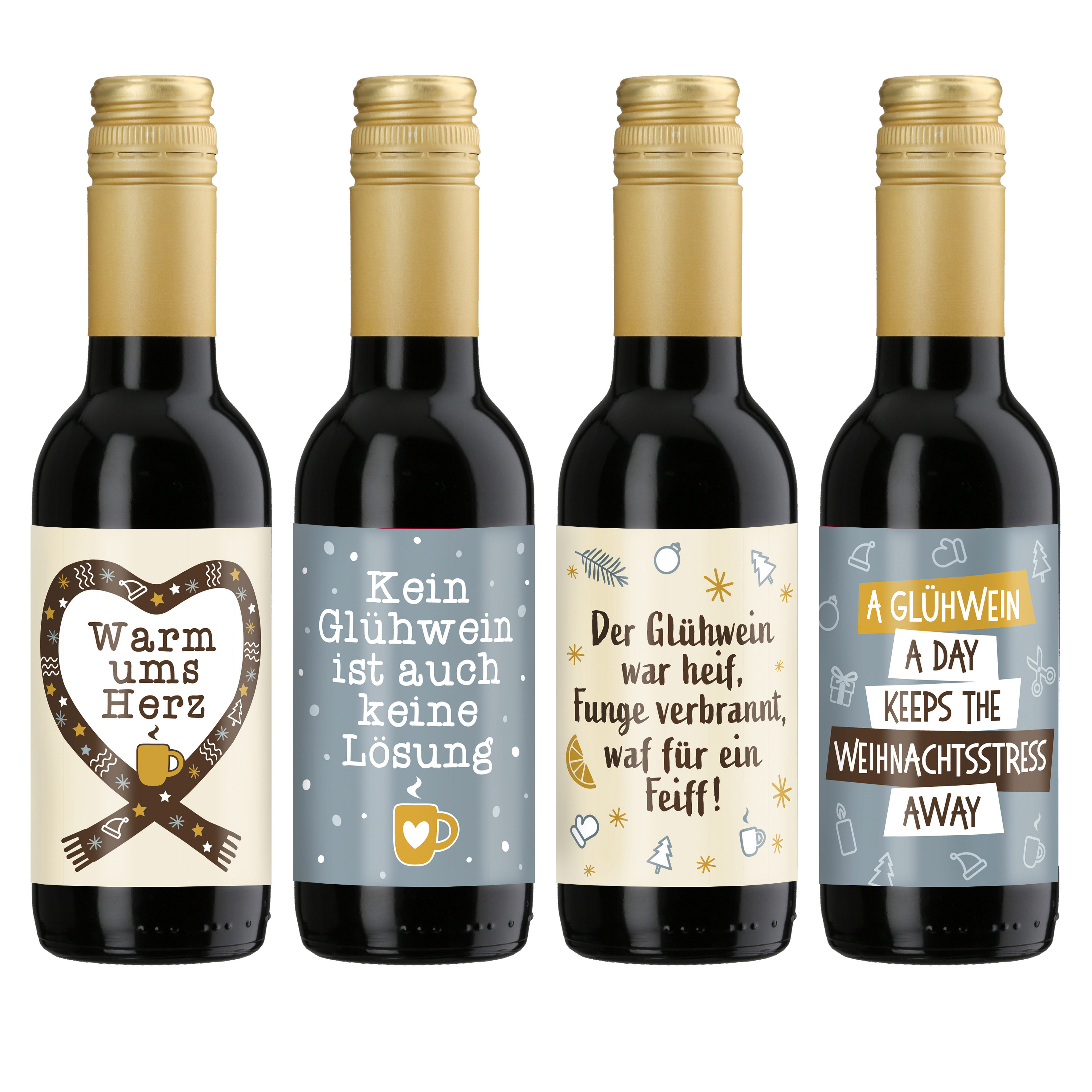 Glühwein im Fläschchen 250ml - A Glühwein a Day.... Weinflasche, Glühwein, Weihnachtsflasche, Weihnachtsgeschenk, Etikett-Design