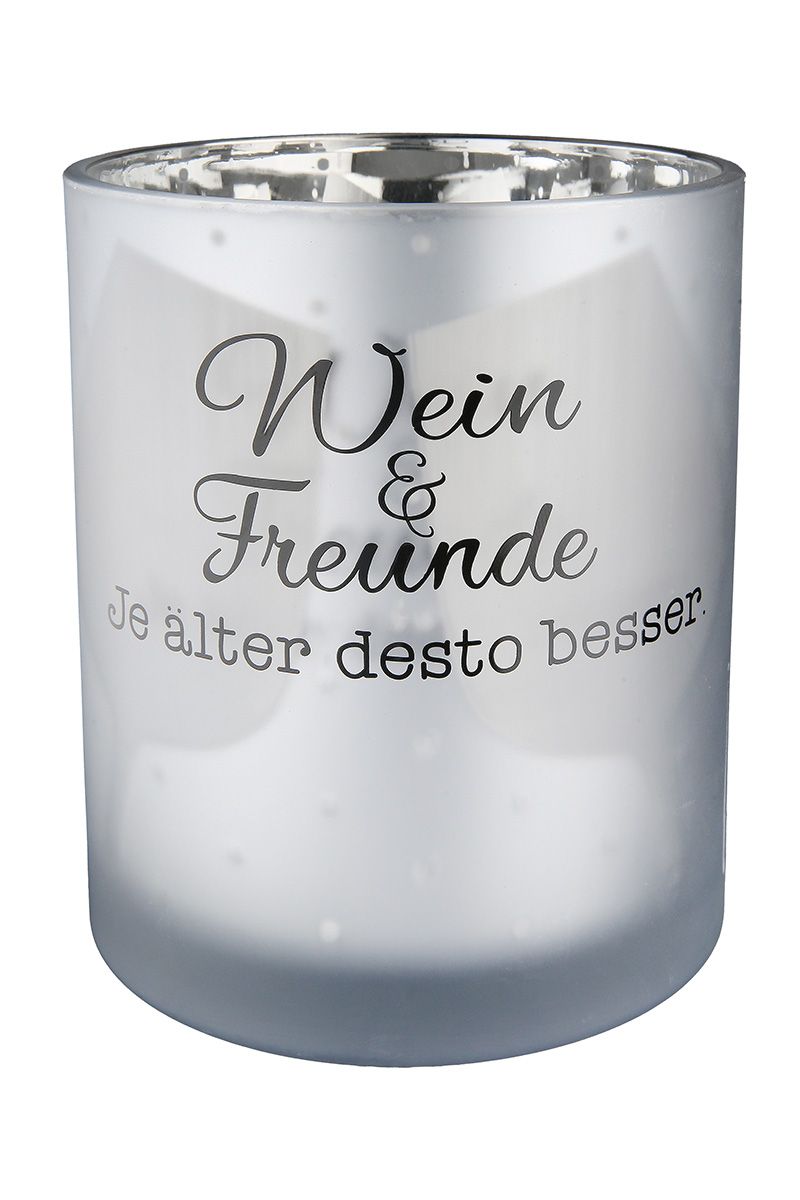 Windlicht Weinfest silber 8cm Punkte Pokal