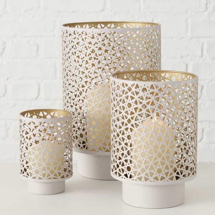 Windlicht Lyras 20cm cremeweiß