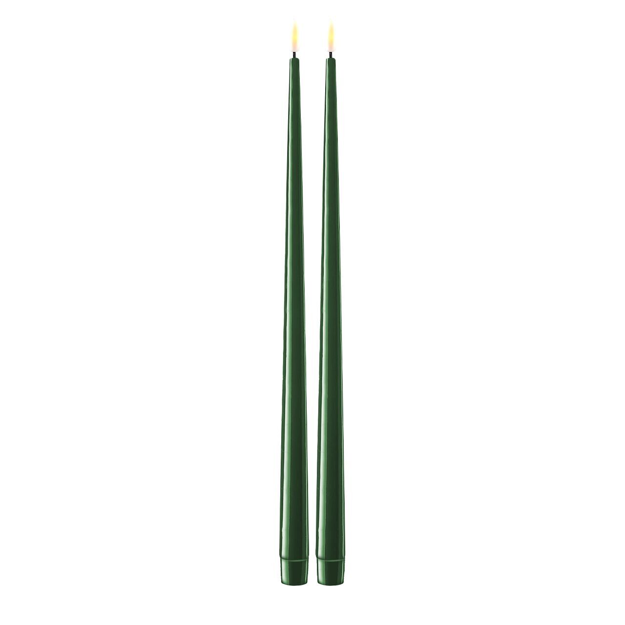 RF-K-0030 Stabkerze mit Lack LED 38 cm dunkelgrün 2 Stück