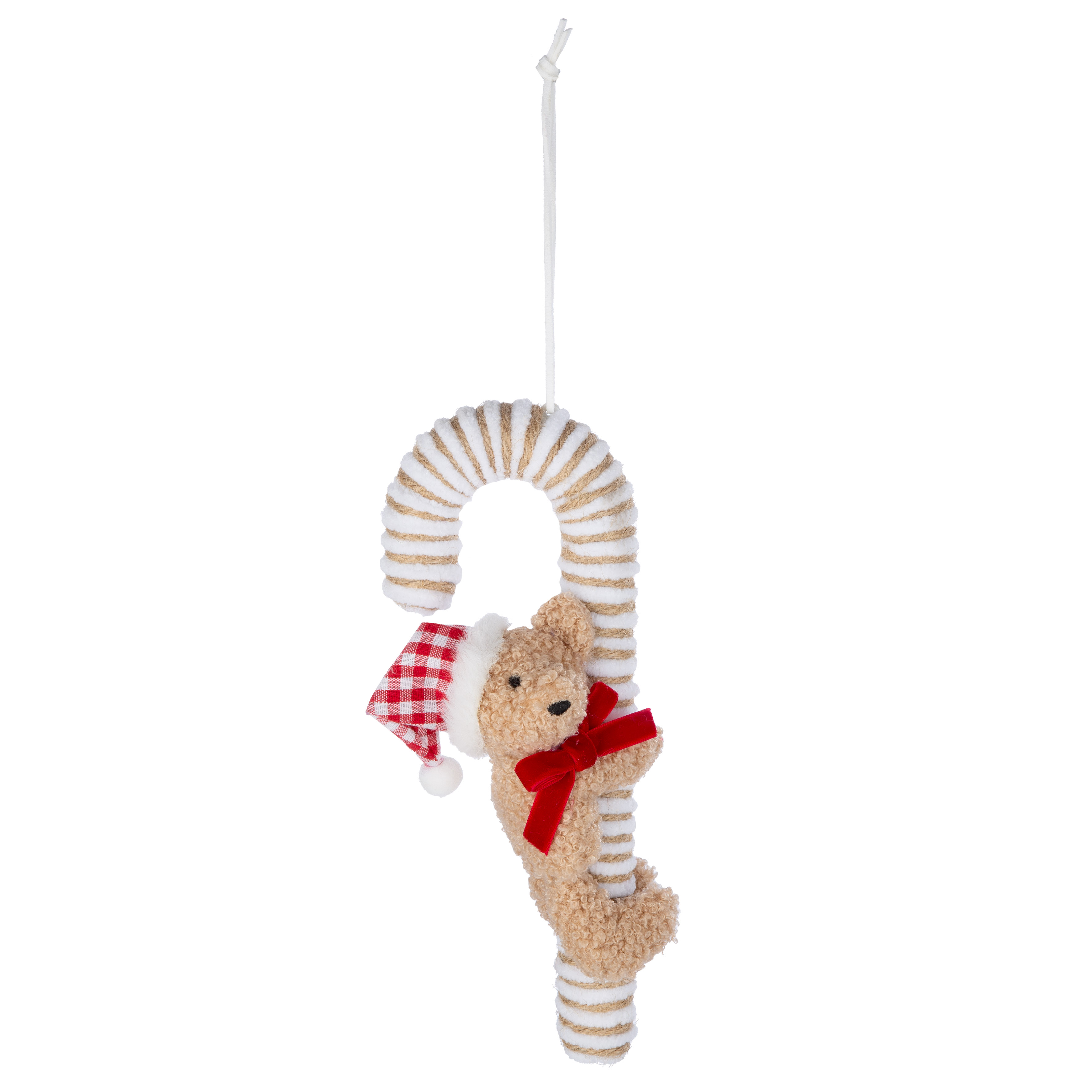 Kuscheltier, Weihnachtsdekoration, Stofftier, Zweige/Haken-Schmuck, rot-weiß