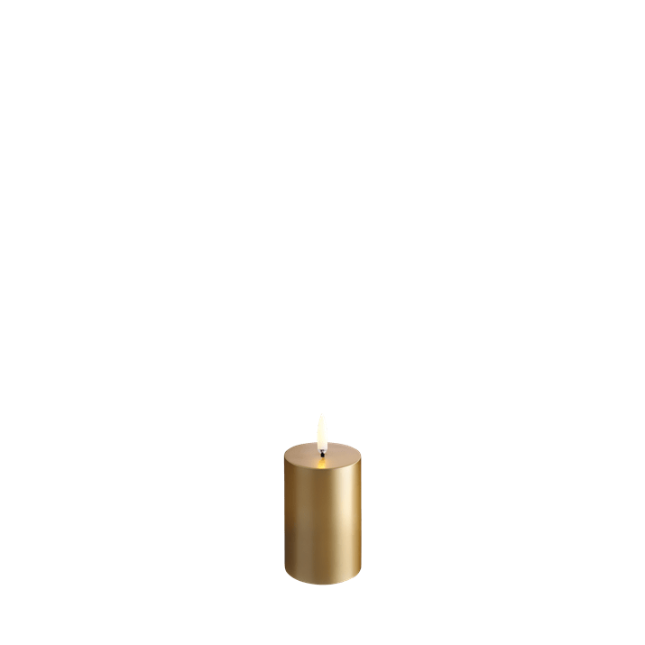 Piffany LED Stumpenkerze Gold Finish, glatt, 5x7,5cm Kerze, Gold, Zylinder, Stumpenkerze, einzeilig