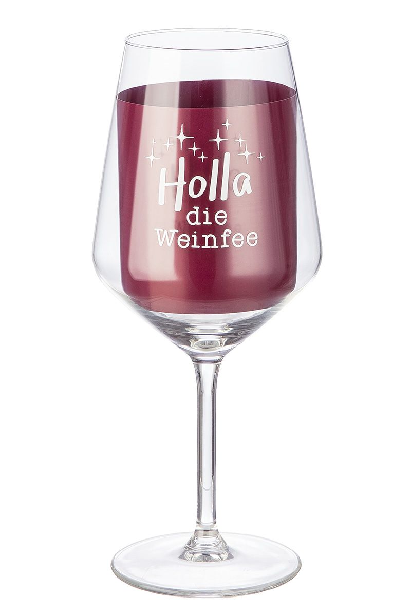 Weinglas "Holla die Weinfee" Glas, Getränk, Alkohol, Wein, Weinglas