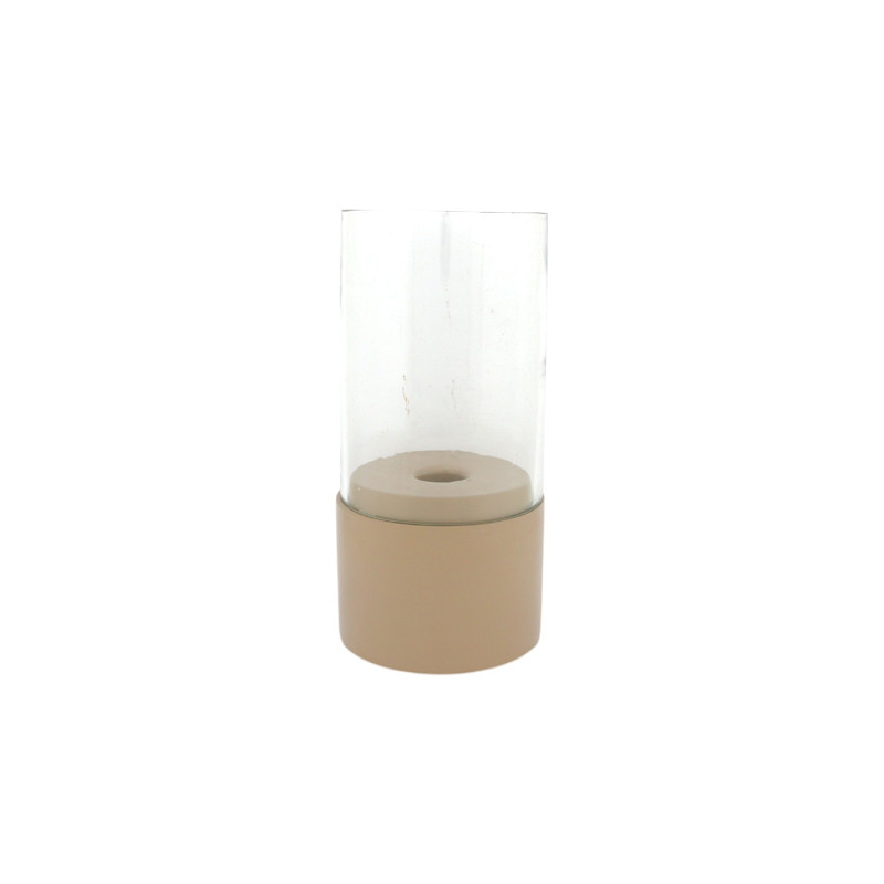 Windlicht Mindy S Taupe Container, Zylinder, Beige, Glasdeckel, Hohlkern