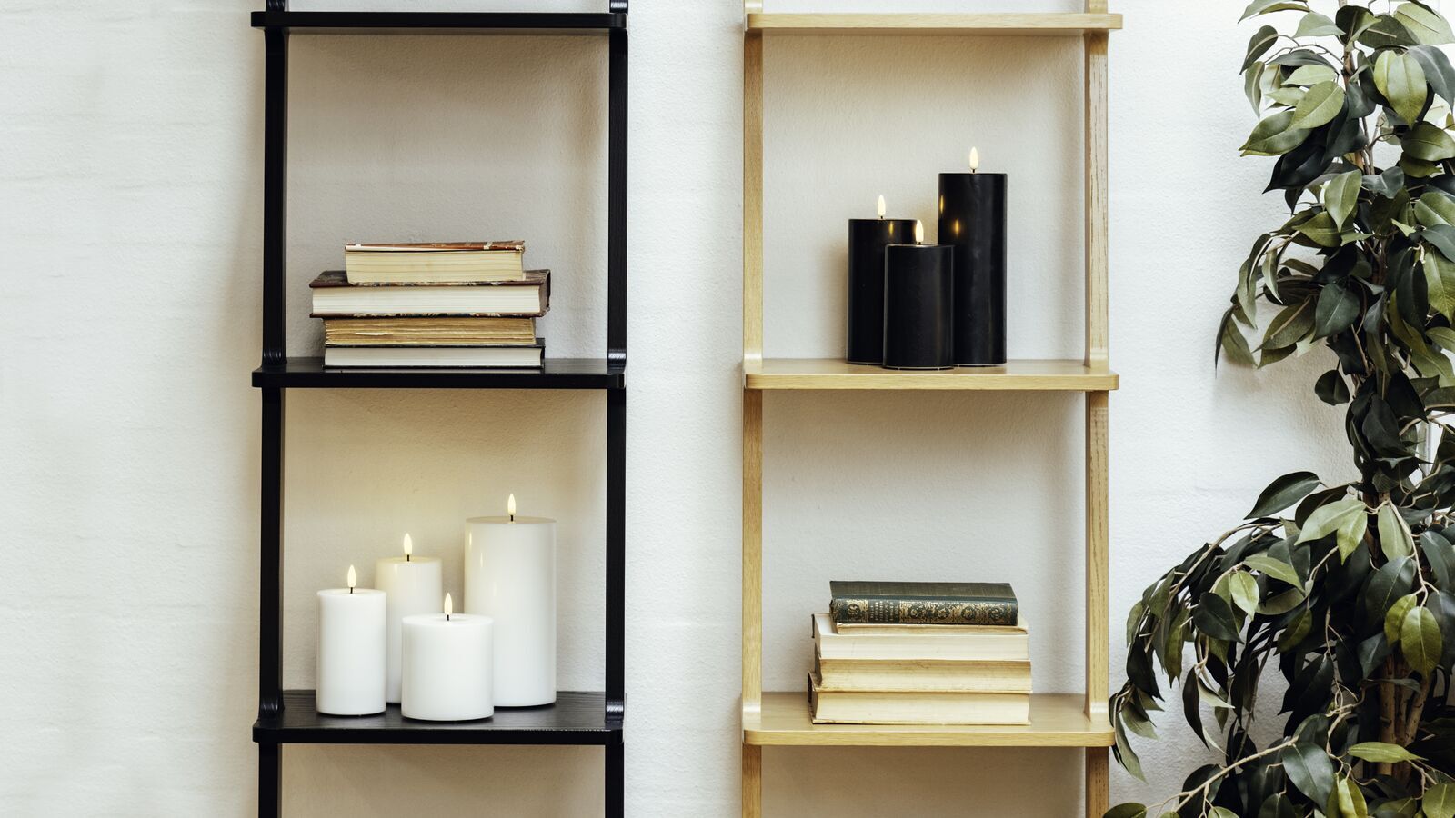 Stumpenkerze LED Schwarz 5 x 20cm