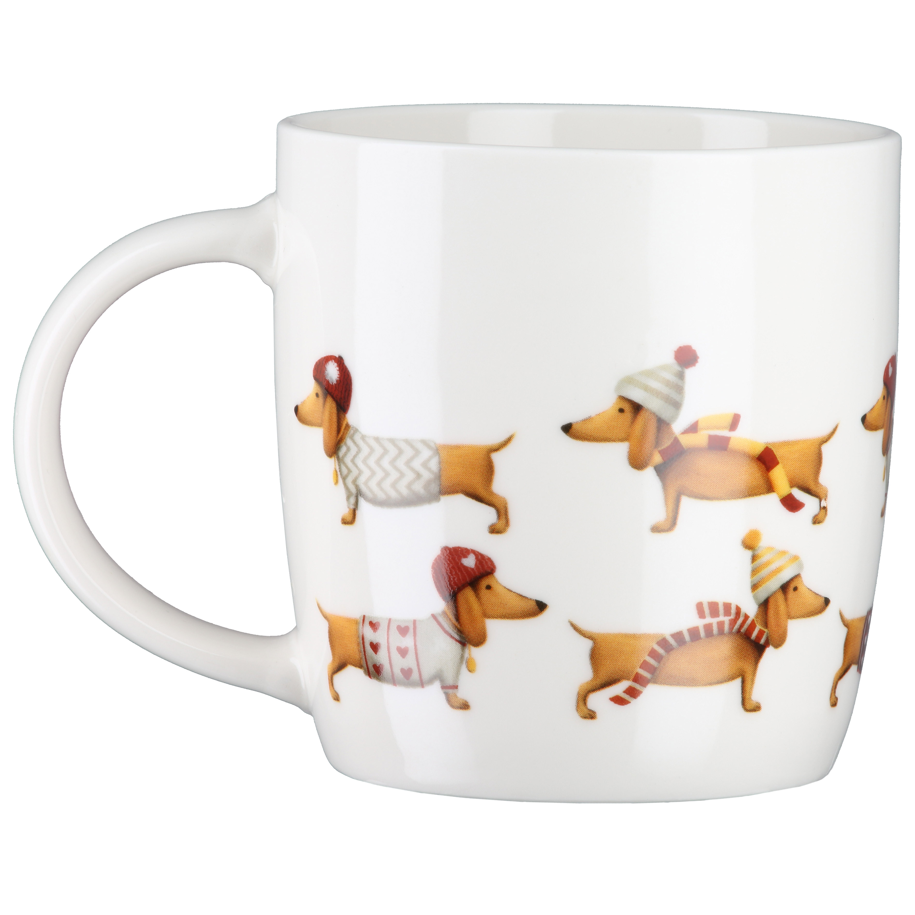 Tasse Frieda Dackelmotiv pug mug, dog mug, winter coat, patterned sweater, white mug