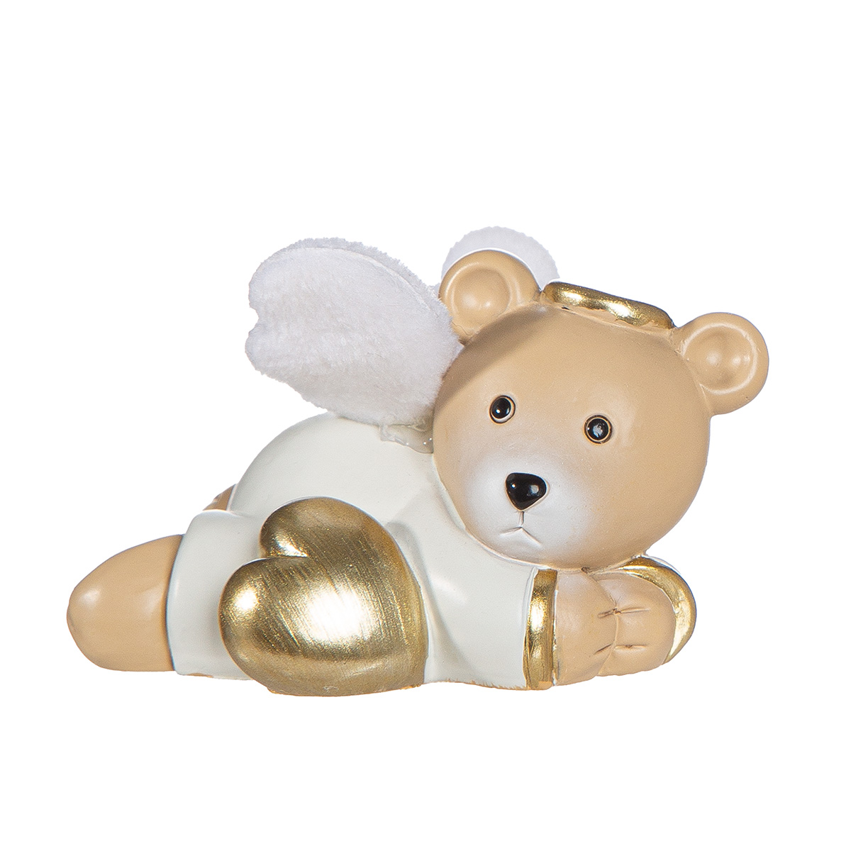 teddy bear, engel bär, goldenes herz, weiße kleidung, betende pos