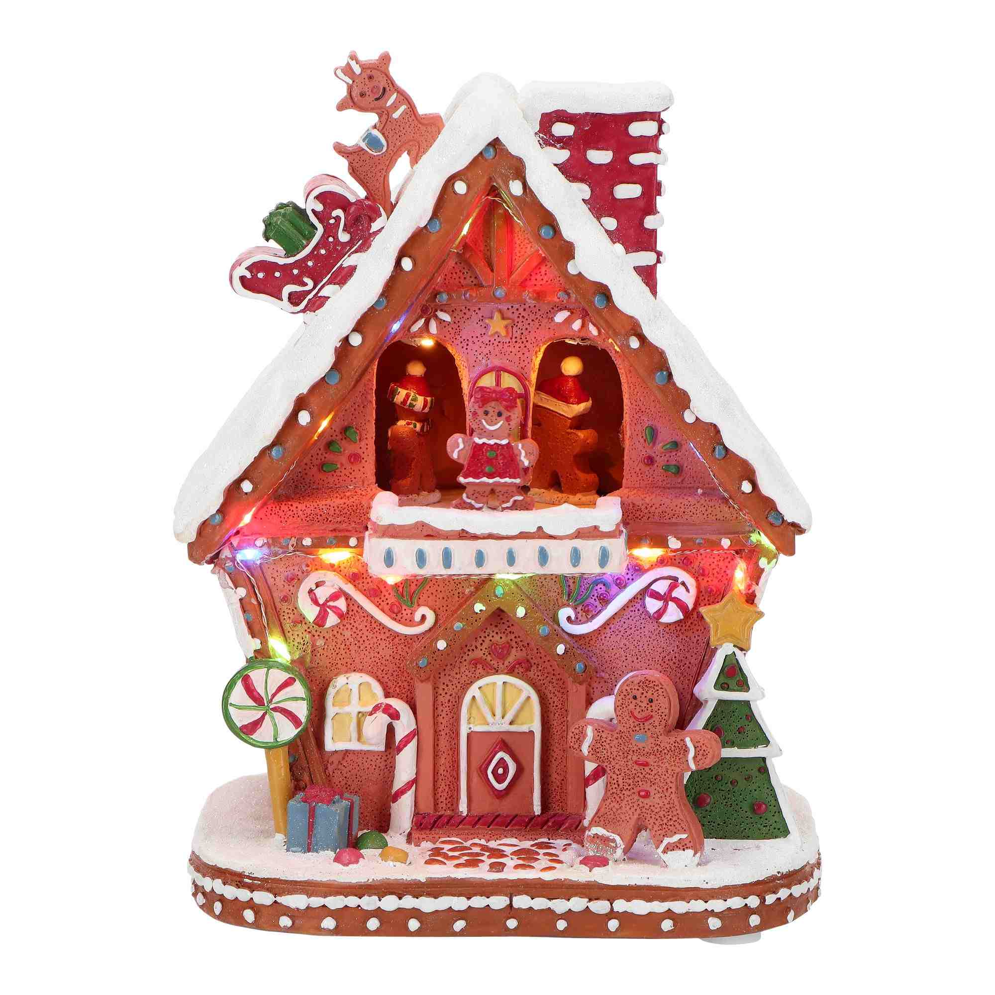Gingerbread Candy House LED animiert 20cm Essen, Süßigkeiten, Plätzchen, Geburtstagstorte, Lebkuchen