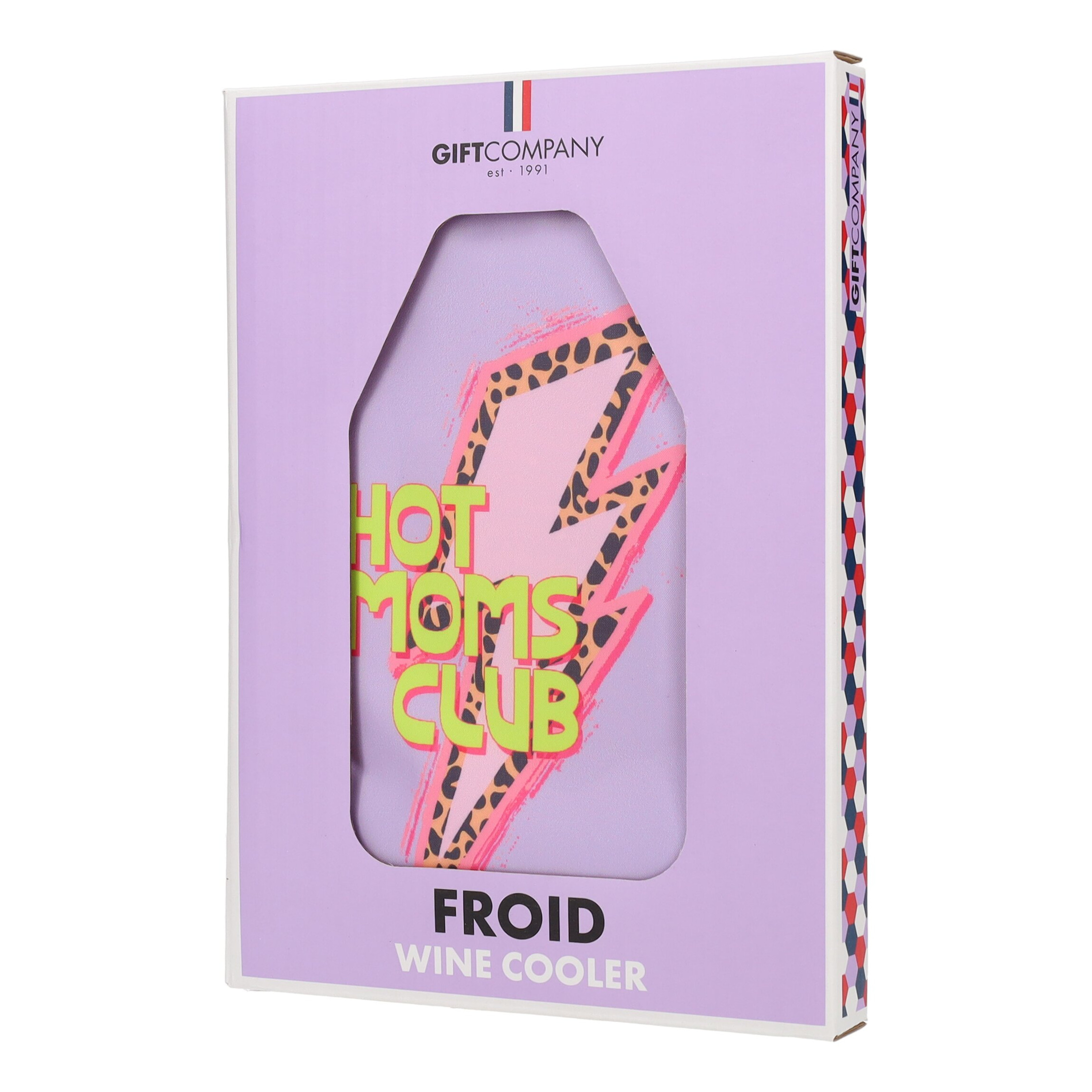 Froid Kühlmanschette Hot Moms Club lila 16x2x23,5cm Weißerweise, Weinkühler, Kühlbox, Papptack, Designbox