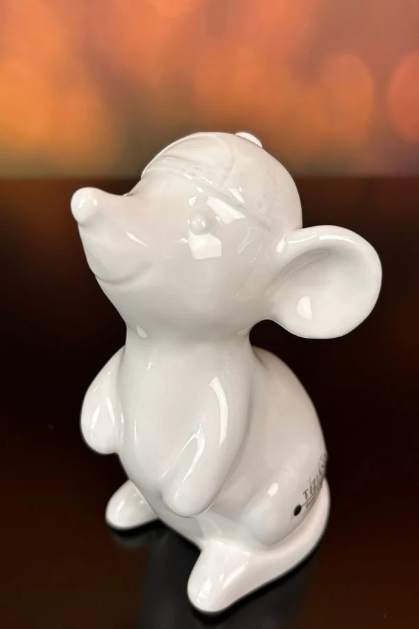 Maus Topo mit Mütze 12cm Porzellanfigur, Maus, weiße Figur, Dekoration, Kuschelfigur