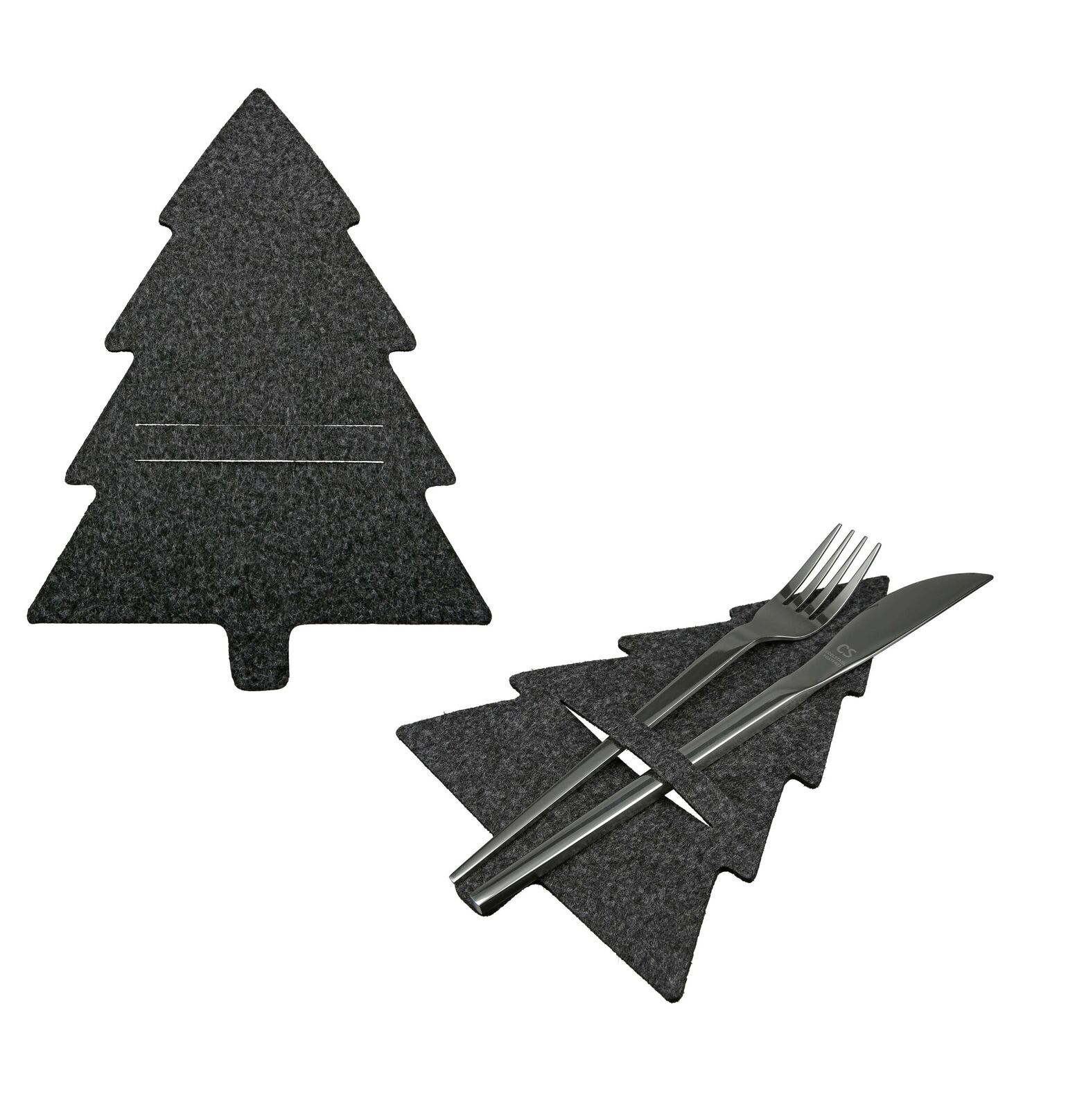 Bestecktasche Tannenbaum Filz grau Bestecktasche Tannenbaum Filz grau