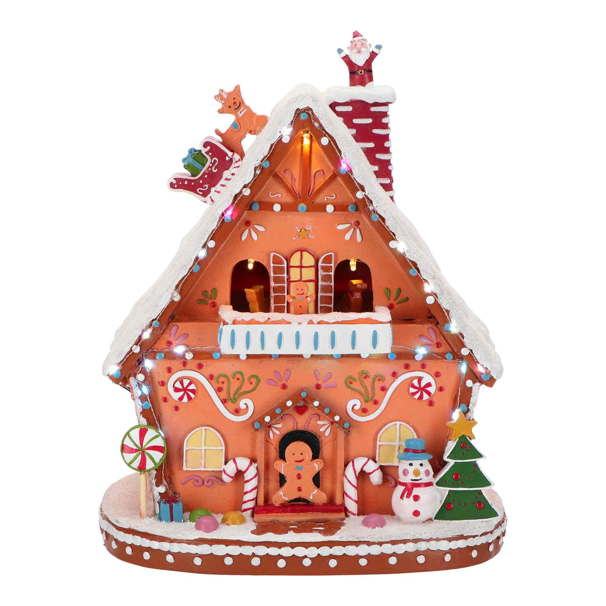 Gingerbread Candy House LED animiert 37cm Essen, Süßigkeiten, Plätzchen, Geburtstagstorte, Lebkuchen