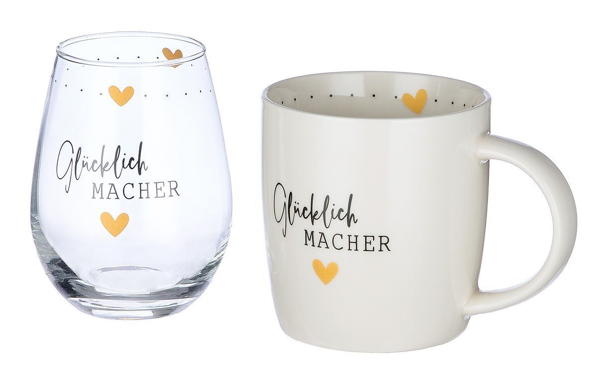 51341_1 2er Set Tasse und Glas "Glücklich Macher"