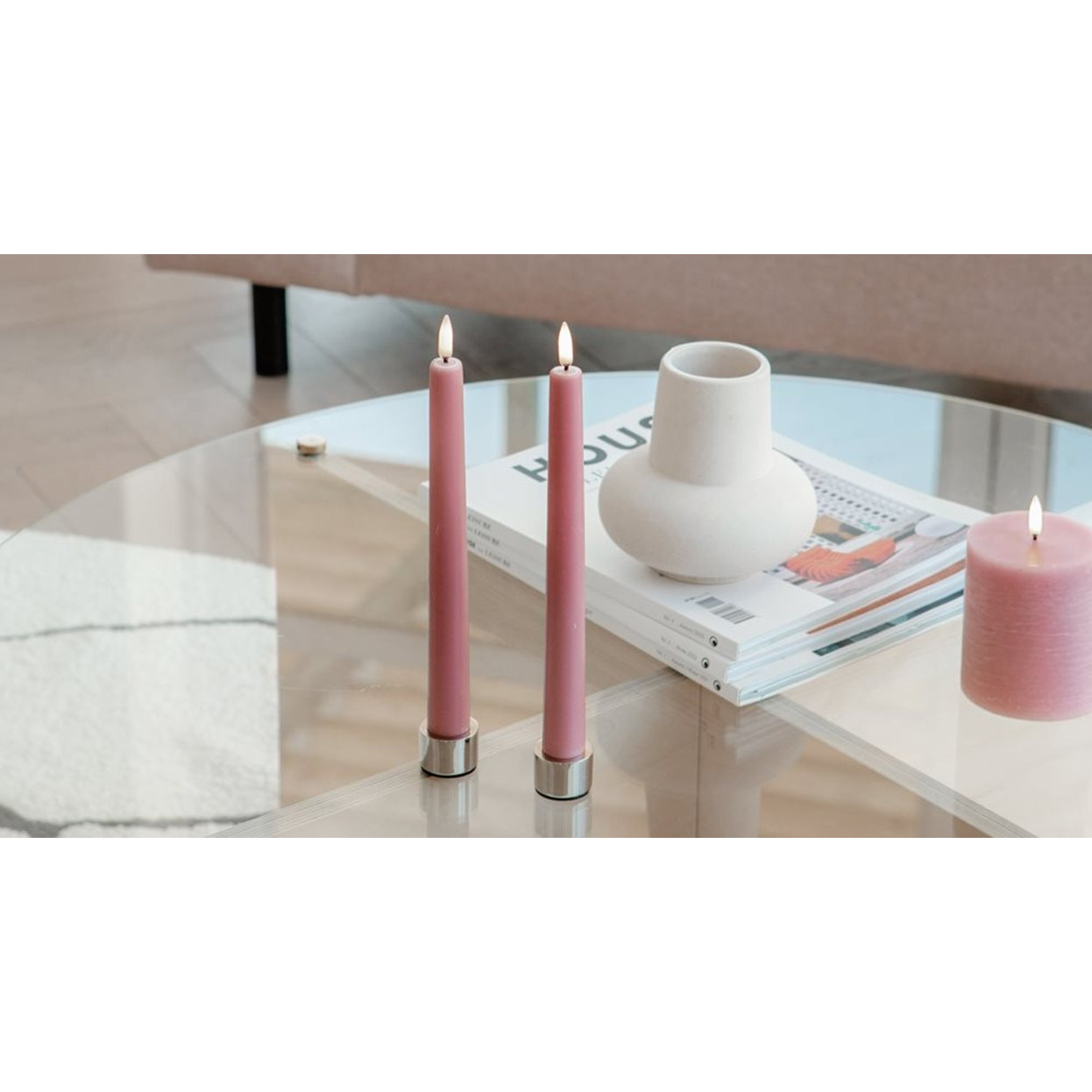Piffany LED Spitzkerzen Soft-fit Cap 2er Set 2,3x16,4cm Nordic White Teelichtkerzen, Stumpenkerzen, Kerzen, Votivkerzen, Dekoration