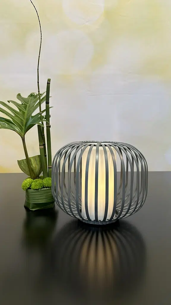 Lampe Atrani LED Metall grau breit Lampe Atrani LED Metall grau breit