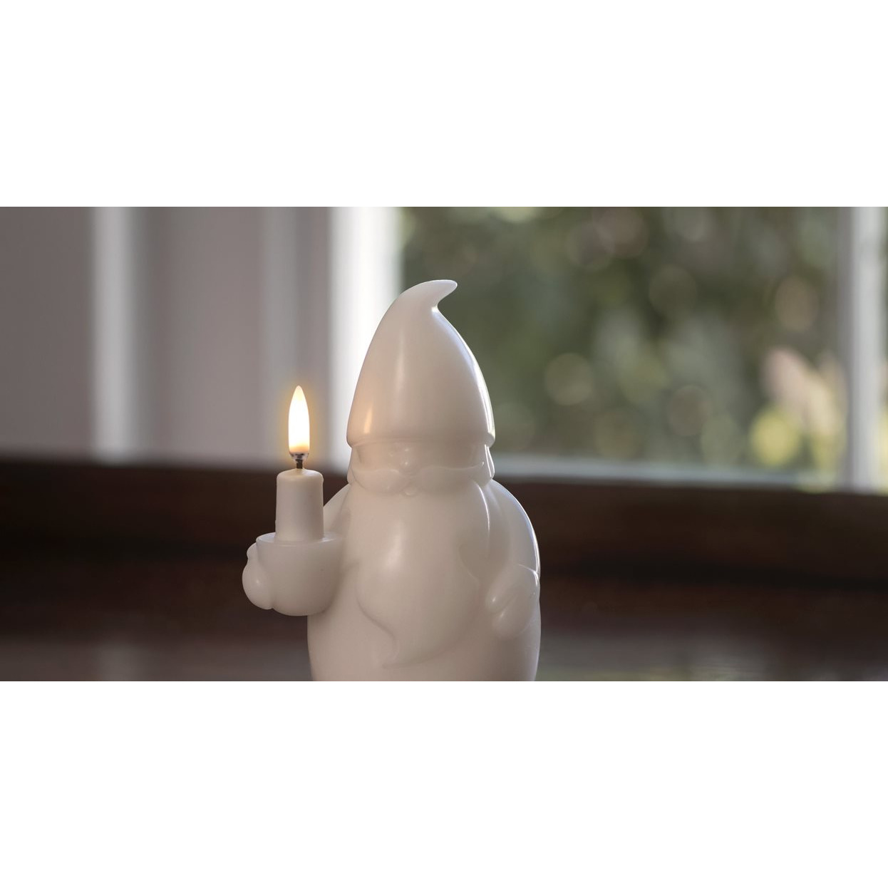 LED Kerze Santa Claus mit Vanilleduft 10x17cm Weiß, Figur, Kerzenlicht, Gnom, Dekoration