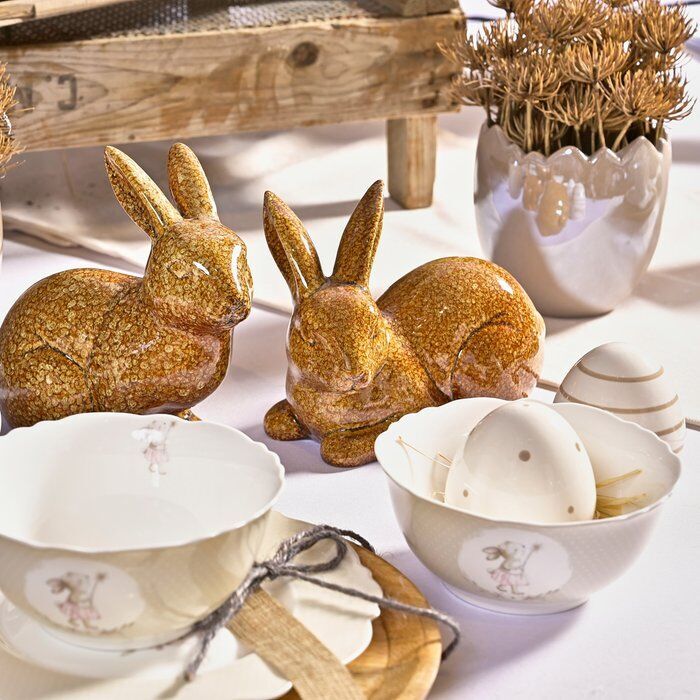 Dekofigur Ei Finn beige 8cm Streifen