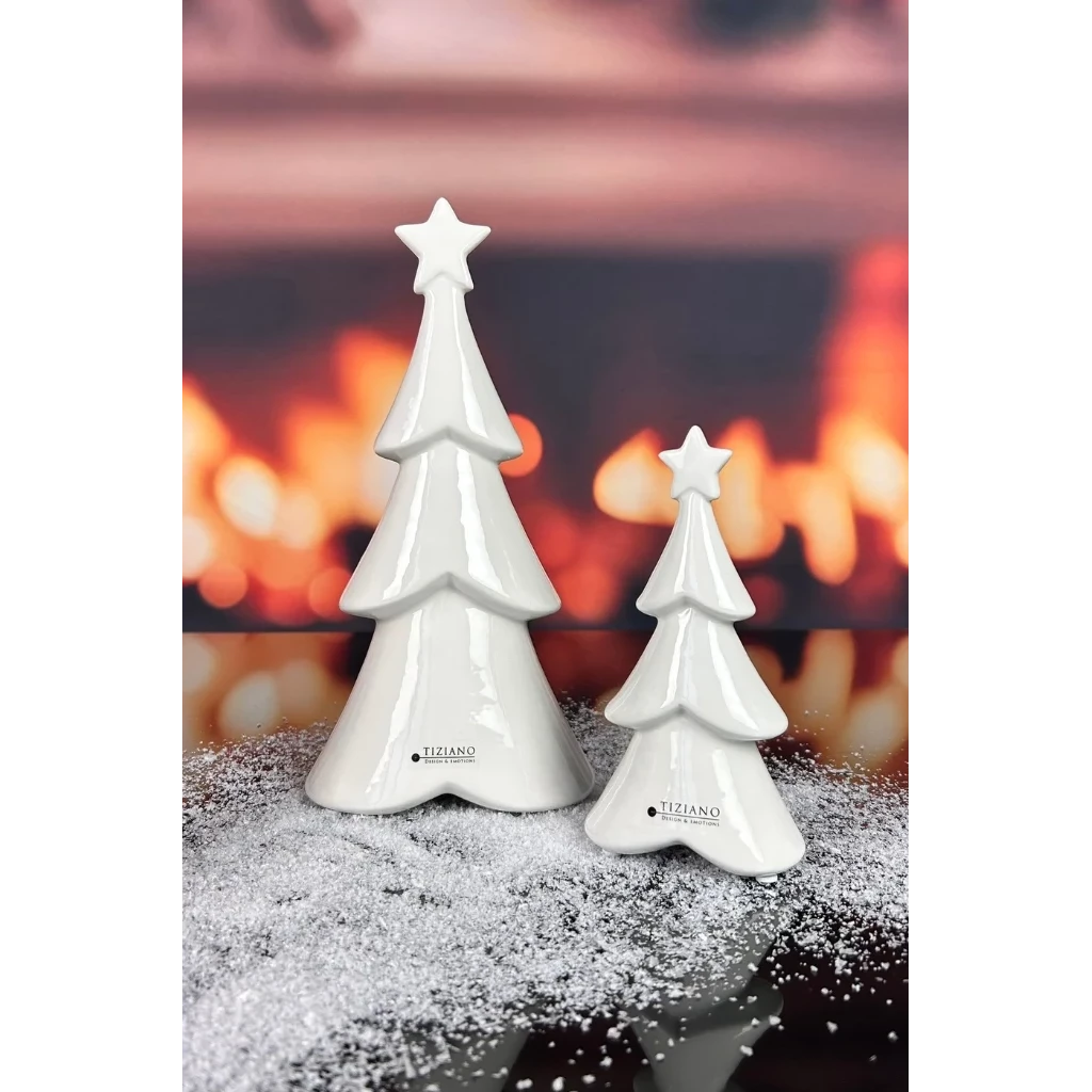 Dekobaum Cartore 22 creme-weiß aus Keramik weihnachtsbaum, deko, porzellan, weihnachten, stern