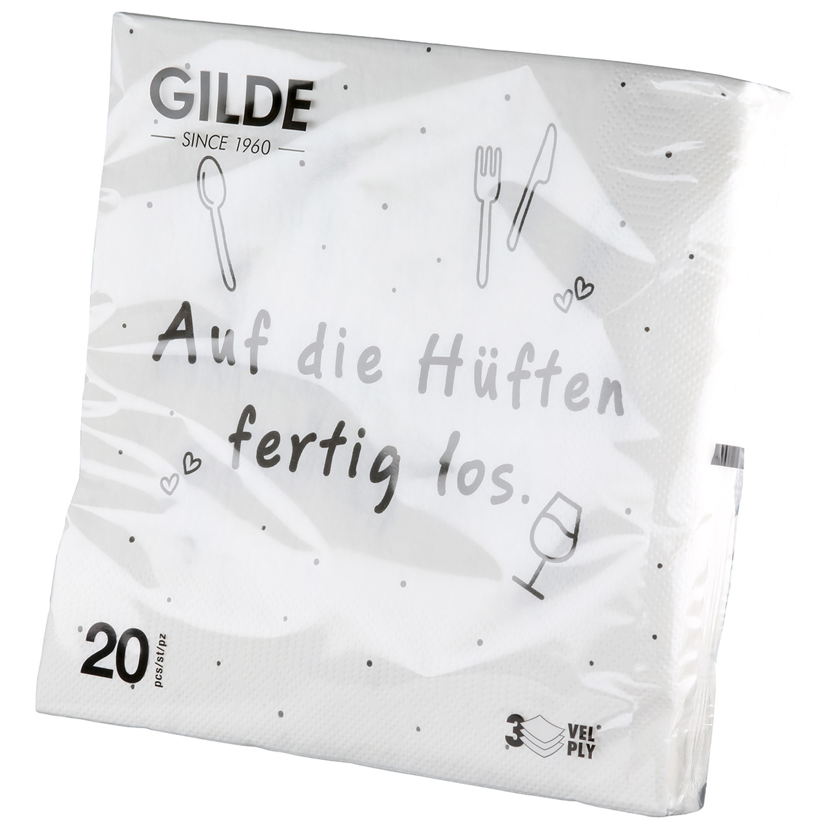Serviette Auf die Hüften weiß Serviette Auf die Hüften weiß