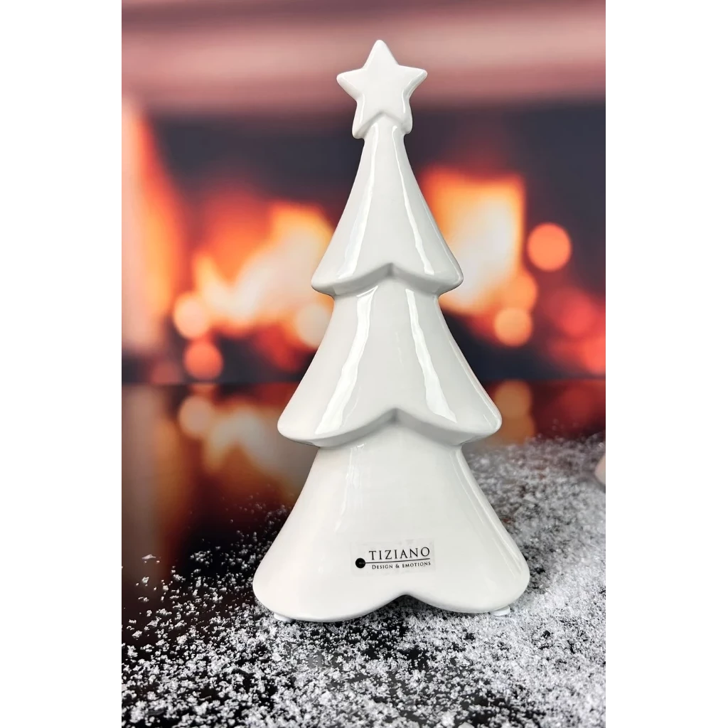 Dekobaum Cartore 22 creme-weiß aus Keramik Weihnachtsbaum, Keramikbaum, Dekoration, Weihnachten, Tiziano