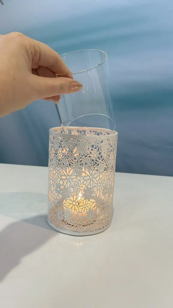 Metall Windlicht Fiori 11,5cm creme