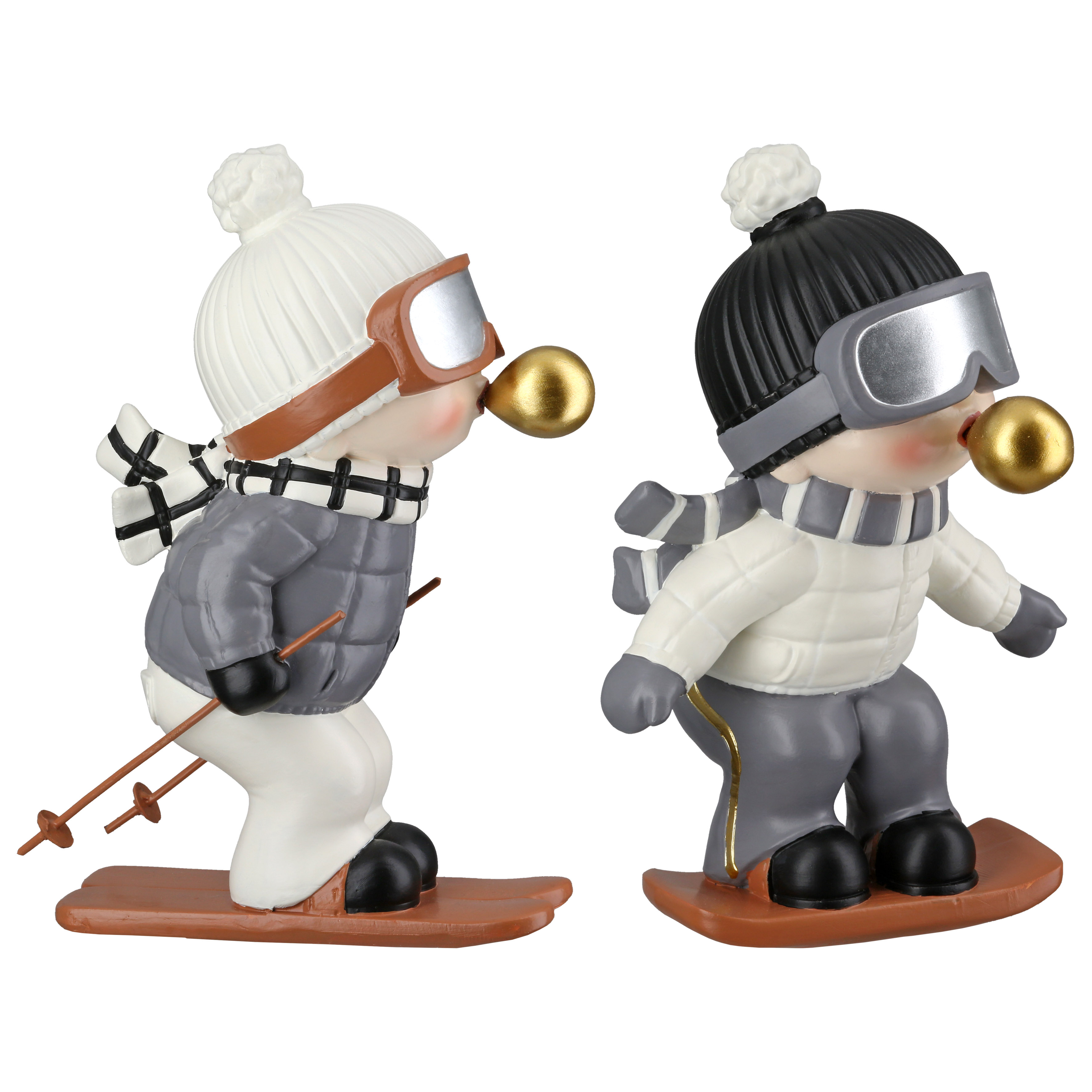 Dekofigur Set "Festive Snowboard" Schneemann-Statue, Winterfigurinen, Ski-Charakter, Skihandschuhe, Schnee-Outfit