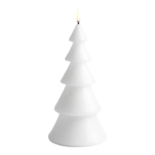 LED Kerze Weihnachtsbaum Nordic White, glatt, 10x20cm kerzen, weihnachtsbaum, weihnachtskerze, kegelkerze, weiß