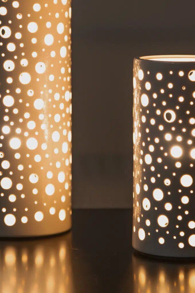 salvati-lampe-weiss-creme-detail-muster Lampe Salvati creme 28cm Porzellan