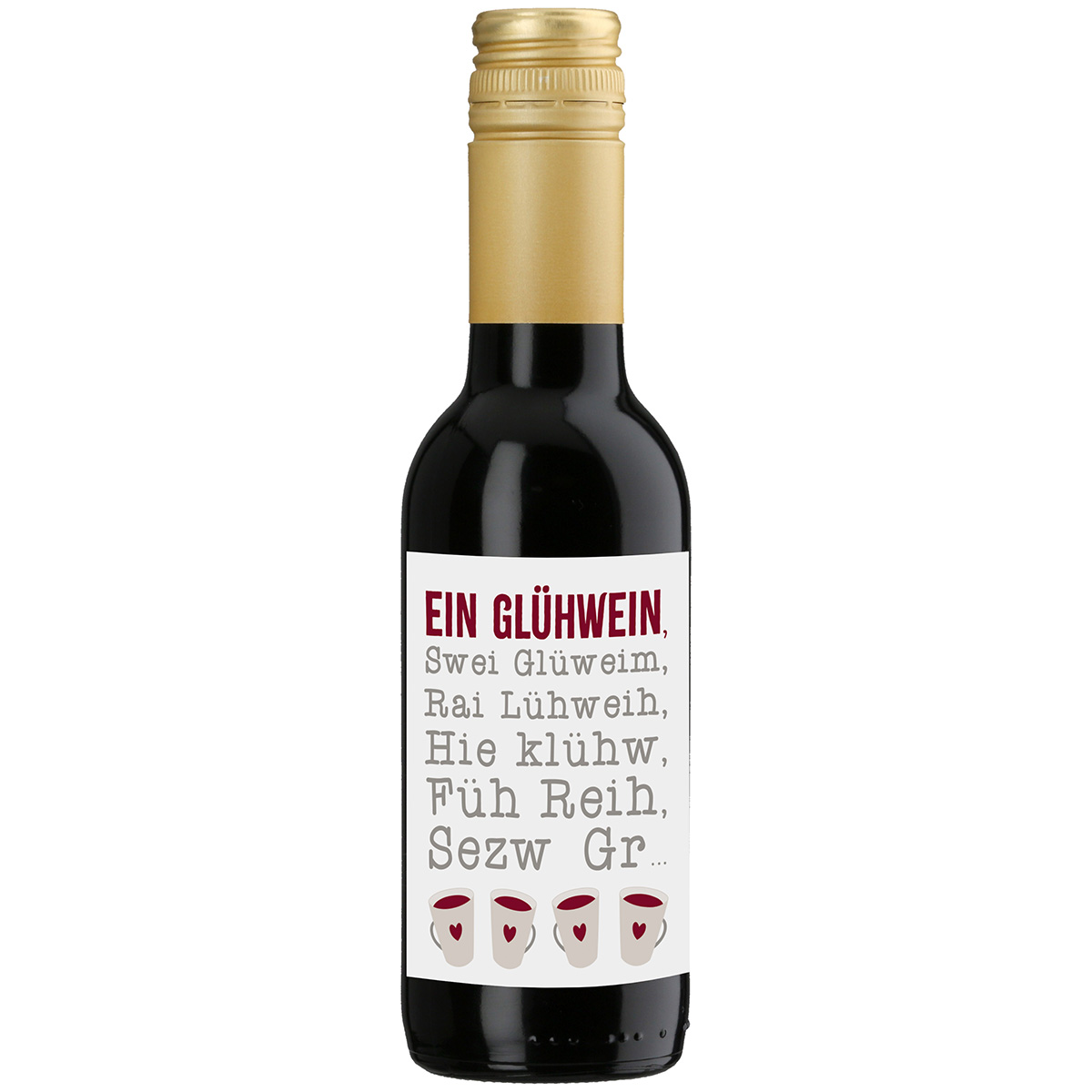 Wein, Rotwein, Kleines Fläschchen, Goldene Kapsel, Weißes Etikett