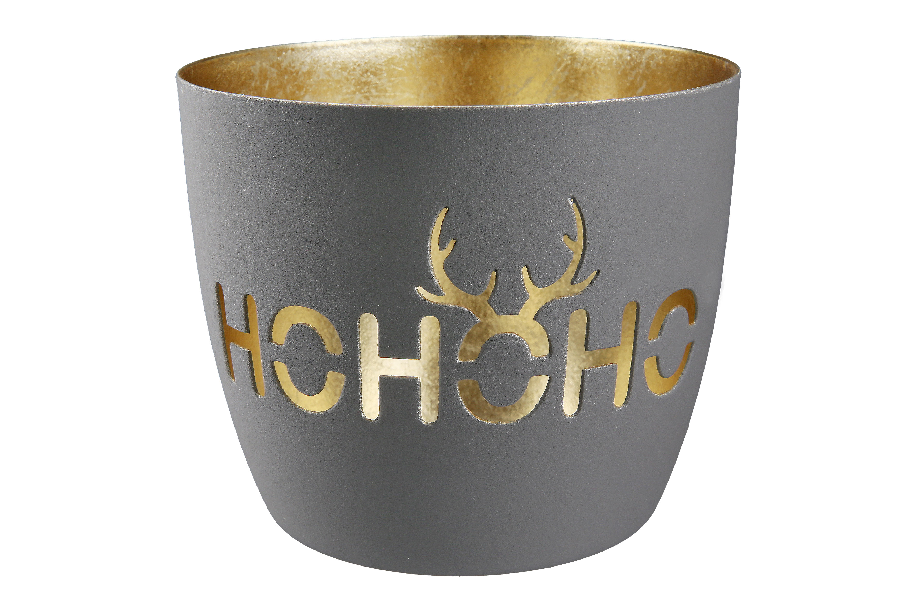 Windlicht HoHoHo Metall anthrazit 9cm Pokal, Schüssel