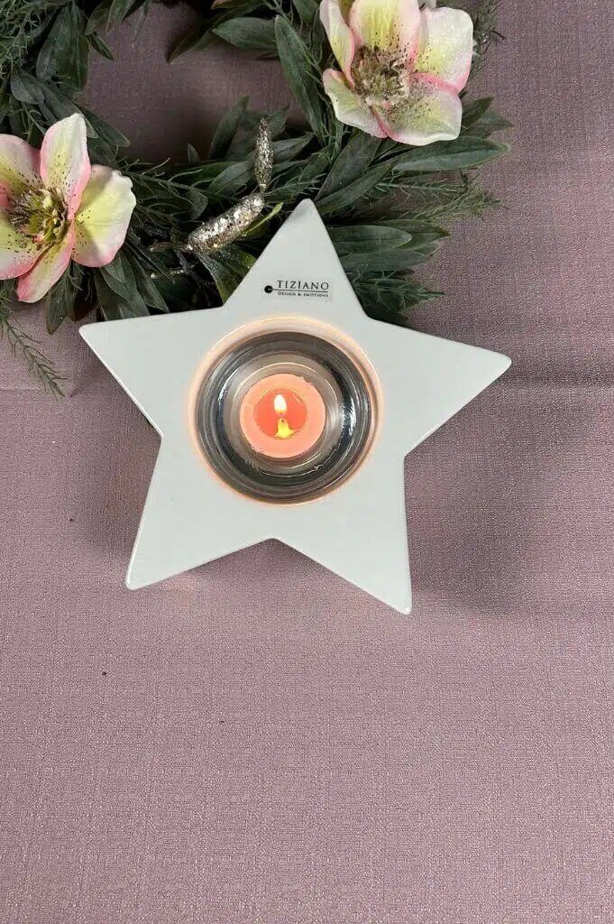 Teelichthalter Orione Stern cremeweiß 18,5cm Teelichthalter Orione Stern cremeweiß 18,5cm