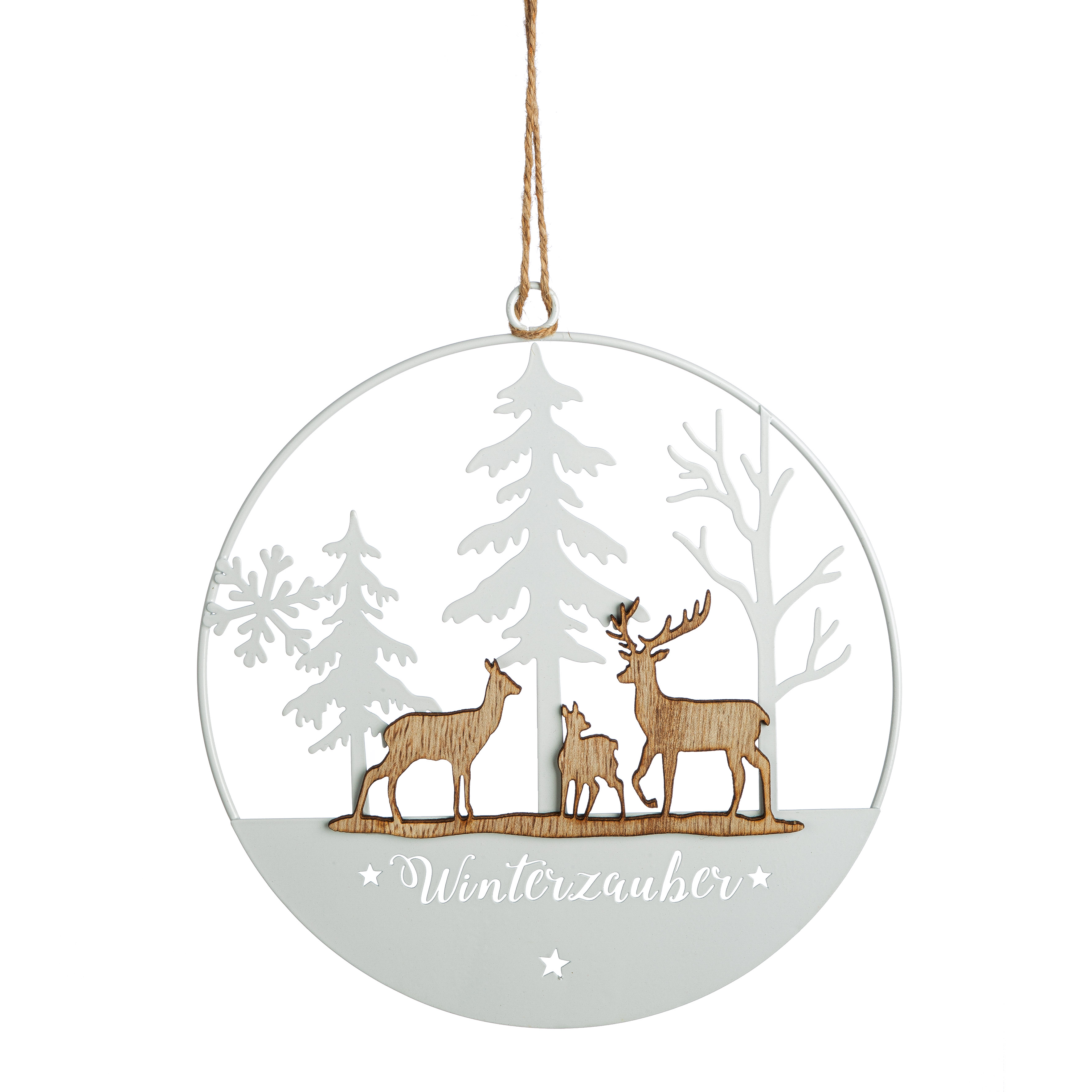 Deko Hänger "Winterzauber" 20cm Tier, Hirsch, Säugetier, Tierwelt, Zubehör