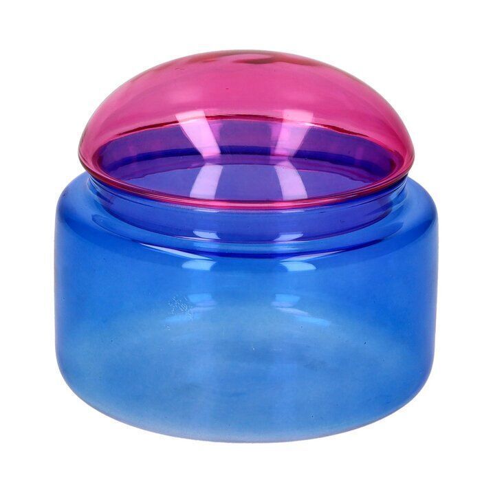 Voile Glasdose pink/blau 10cm Krug, Flasche