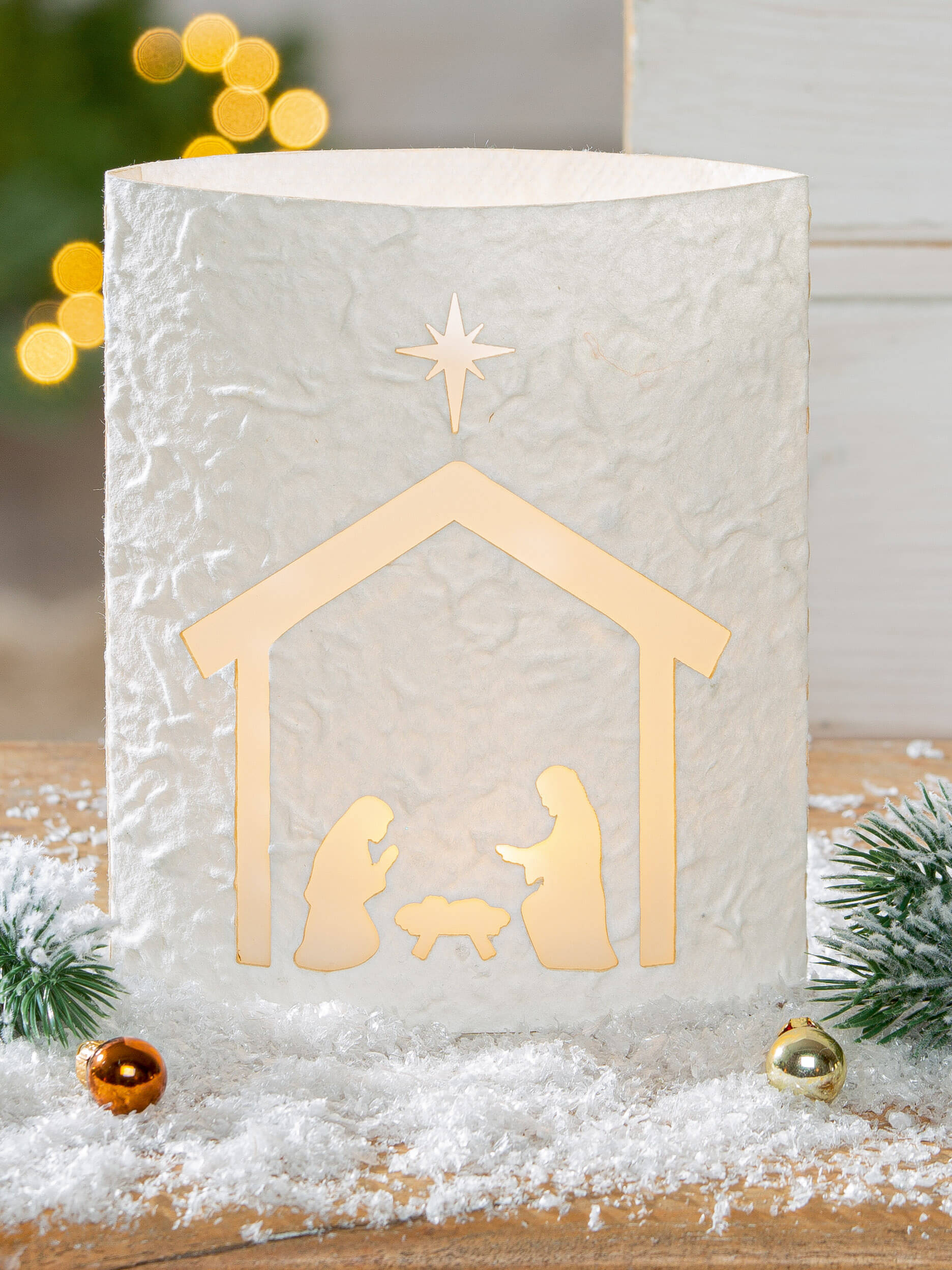Dekoleuchte Krippe LED Papier creme Dekoleuchte Krippe LED Papier creme