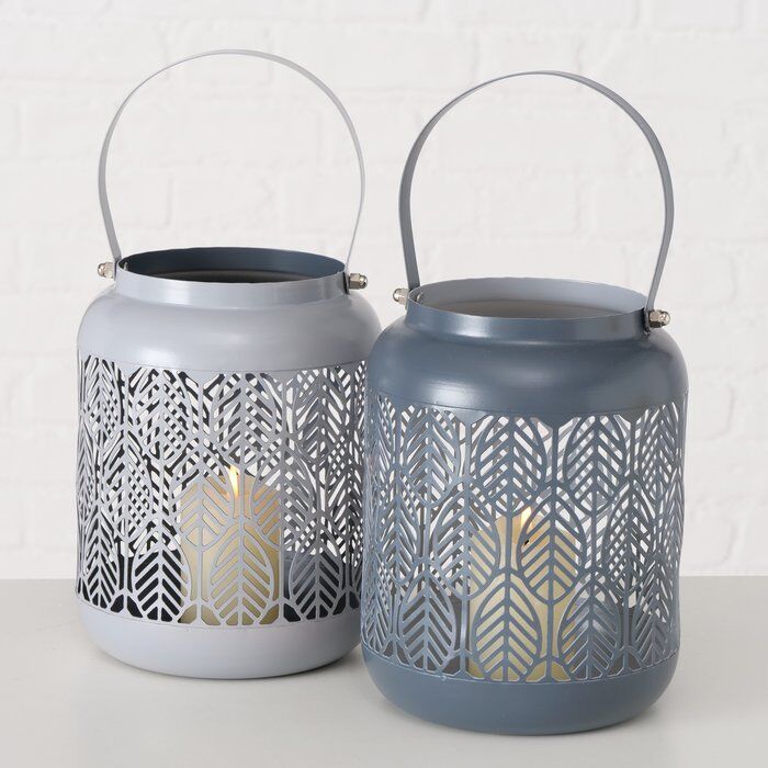 Windlicht Blata 20cm hellgrau