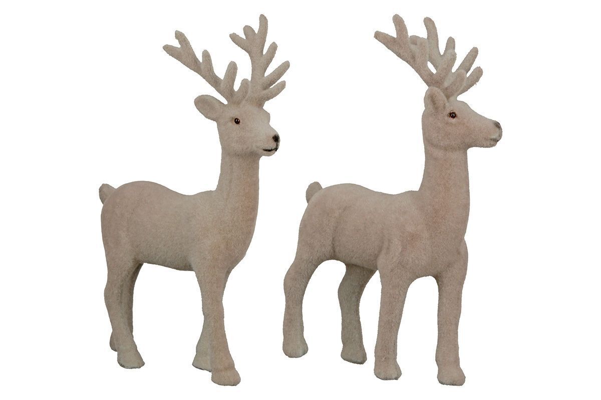 Hirsch Edgar Samt 2 Stück grau 19cm